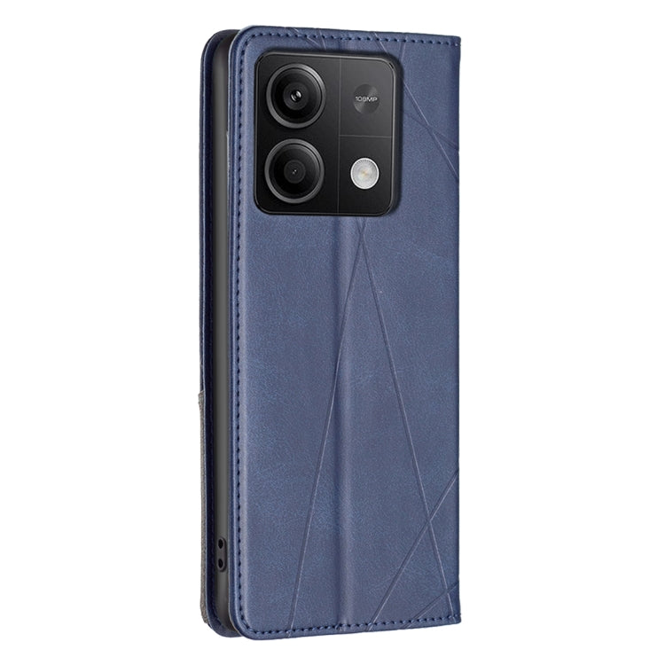 For Xiaomi Redmi Note 13 Rhombus Texture Magnetic Leather Phone Case(Blue)