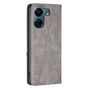 For Xiaomi Redmi 13C Rhombus Texture Magnetic Leather Phone Case(Grey)