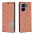 For Xiaomi Redmi 13C Rhombus Texture Magnetic Leather Phone Case(Brown) - 13C Cases by PMC TechLife | Online Shopping South Africa | PMC TechLife | Buy Now Pay Later Mobicred
