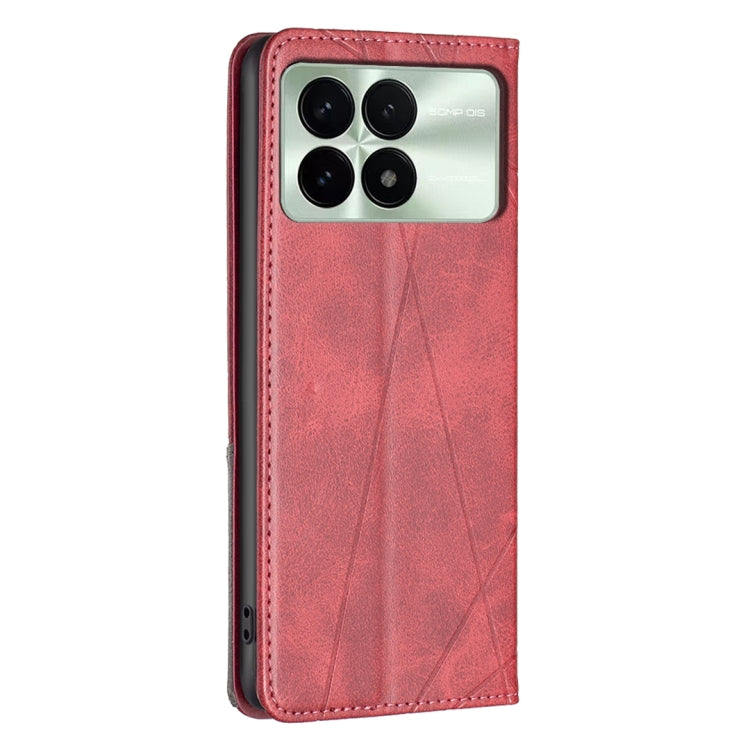For Xiaomi Redmi K70E Rhombus Texture Magnetic Leather Phone Case(Red)