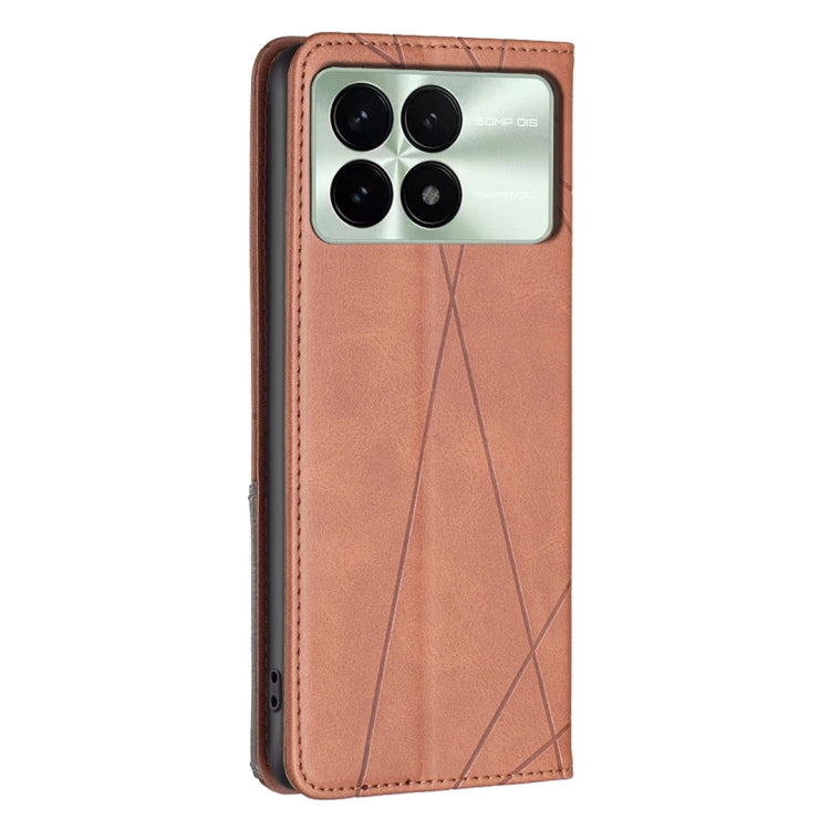 For Xiaomi Redmi K70E Rhombus Texture Magnetic Leather Phone Case(Brown)