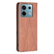 For Xiaomi Redmi Note 13 Pro 4G Global Rhombus Texture Magnetic Leather Phone Case(Brown)