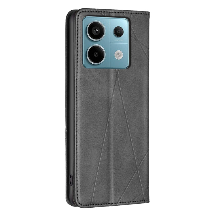 For Xiaomi Redmi Note 13 Pro 4G Global Rhombus Texture Magnetic Leather Phone Case(Black)
