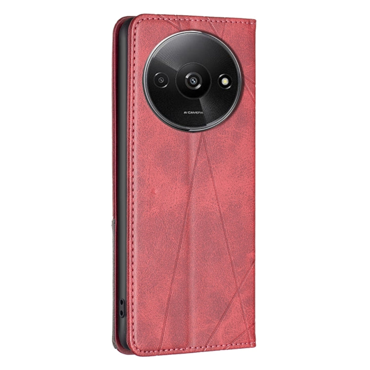 For Xiaomi Redmi A3 Rhombus Texture Magnetic Leather Phone Case(Red)