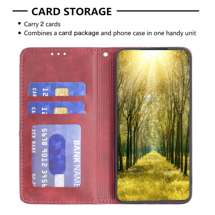 For Xiaomi Redmi A3 Rhombus Texture Magnetic Leather Phone Case(Red)