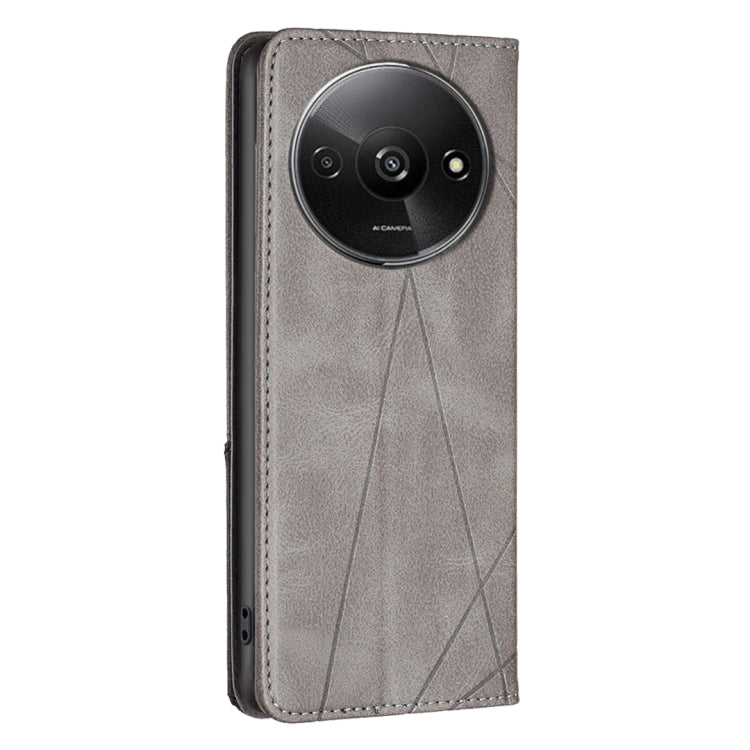 For Xiaomi Redmi A3 Rhombus Texture Magnetic Leather Phone Case(Grey)