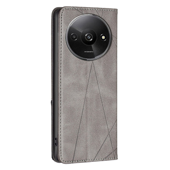 For Xiaomi Redmi A3 Rhombus Texture Magnetic Leather Phone Case(Grey)
