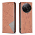 For Xiaomi Redmi A3 Rhombus Texture Magnetic Leather Phone Case(Brown) - Xiaomi Cases by PMC TechLife | Online Shopping South Africa | PMC TechLife | Buy Now Pay Later Mobicred