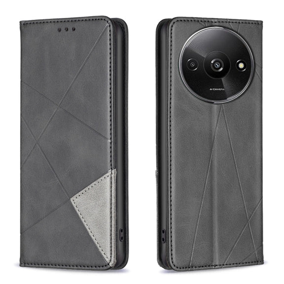 For Xiaomi Redmi A3 Rhombus Texture Magnetic Leather Phone Case(Black)