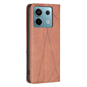 For Xiaomi Poco M6 Pro 4G Rhombus Texture Magnetic Leather Phone Case(Brown)