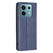 For Xiaomi Poco M6 Pro 4G Rhombus Texture Magnetic Leather Phone Case(Blue)