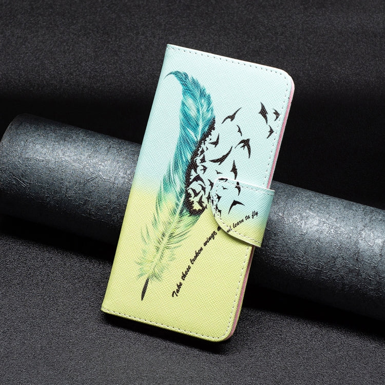 For Xiaomi Redmi K70 / K70 Pro Colored Drawing Pattern Leather Phone Case(Feather)