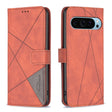 For Google Pixel 9 Magnetic Buckle Rhombus Texture Leather Phone Case(Brown) - Google Cases by PMC TechLife | Online Shopping South Africa | PMC TechLife | Buy Now Pay Later Mobicred