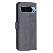 For Google Pixel 9 Pro Magnetic Buckle Rhombus Texture Leather Phone Case(Black)