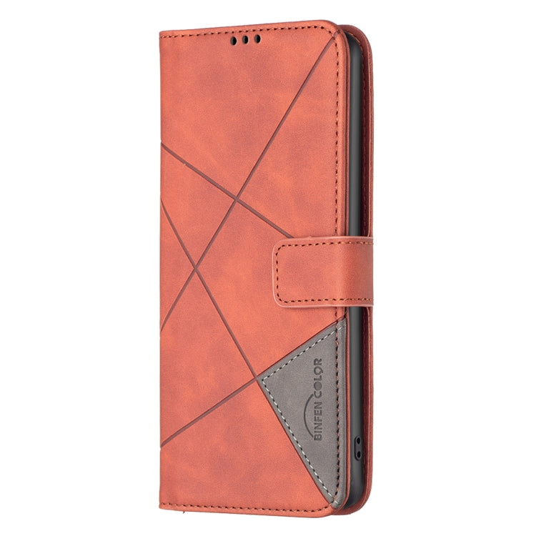 For Google Pixel 9 Pro Magnetic Buckle Rhombus Texture Leather Phone Case(Brown)