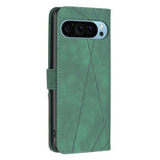 For Google Pixel 9 Pro Magnetic Buckle Rhombus Texture Leather Phone Case(Green)