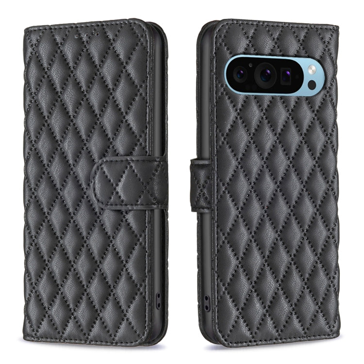 For Google Pixel 9 Pro Diamond Lattice Wallet Leather Flip Phone Case(Black)