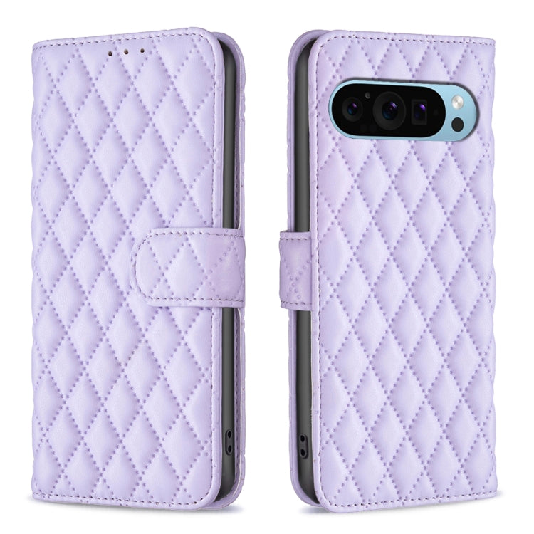For Google Pixel 9 Pro Diamond Lattice Wallet Leather Flip Phone Case(Purple)