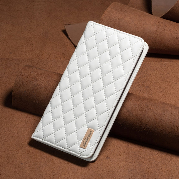 For Xiaomi Redmi Note 13 Pro 5G Diamond Lattice Magnetic Leather Flip Phone Case(White)