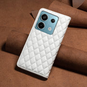 For Xiaomi Redmi Note 13 Pro 5G Diamond Lattice Magnetic Leather Flip Phone Case(White)