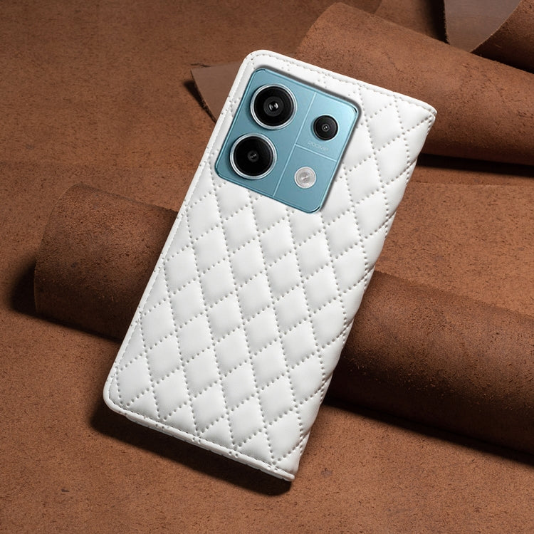 For Xiaomi Redmi Note 13 Pro 5G Diamond Lattice Magnetic Leather Flip Phone Case(White)