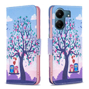 For Xiaomi Redmi 13C Colored Drawing Pattern Leather Phone Case(Owl)