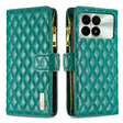 For Xiaomi Redmi K70 / K70 Pro Diamond Lattice Zipper Wallet Leather Flip Phone Case(Green) - Xiaomi Cases by PMC Jewellery | Online Shopping South Africa | PMC Jewellery | Buy Now Pay Later Mobicred