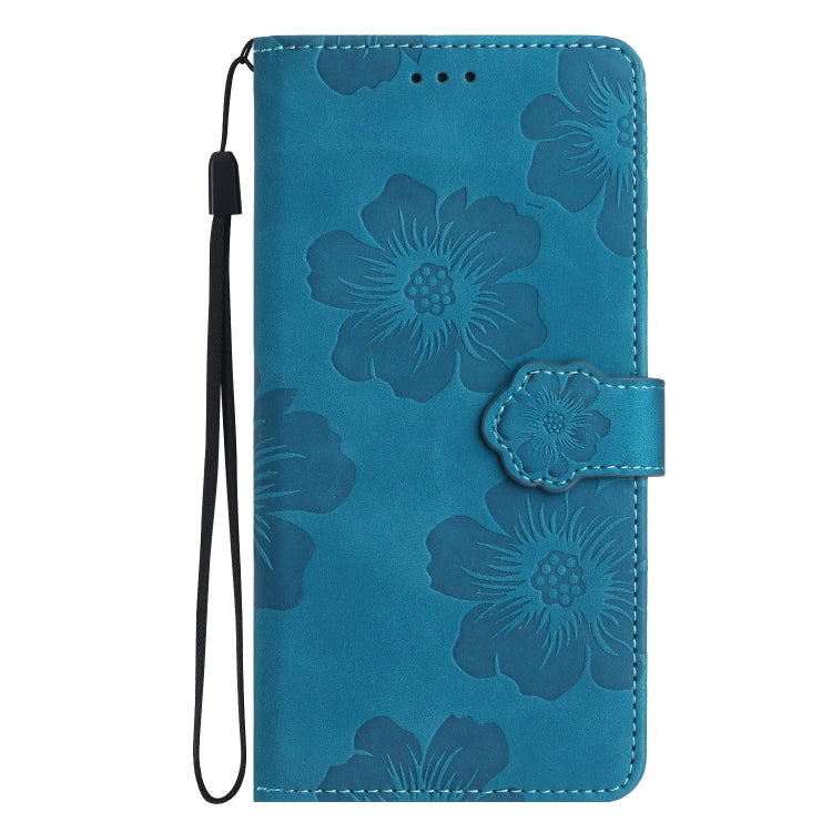For Huawei P40 lite Flower Embossing Pattern Leather Phone Case(Blue)