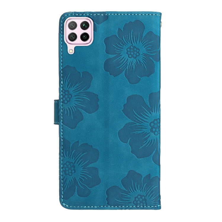For Huawei P40 lite Flower Embossing Pattern Leather Phone Case(Blue)