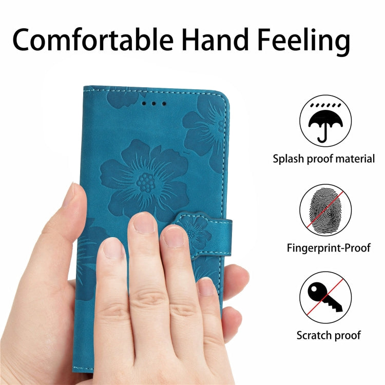 For Huawei P40 lite Flower Embossing Pattern Leather Phone Case(Blue)