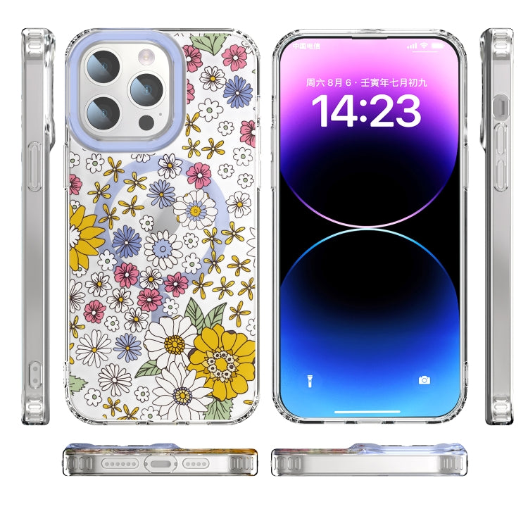 For iPhone 14 Pro MagSafe Magnetic TPU Phone Case(Little Flower)