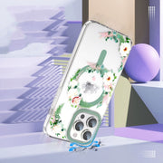 For iPhone 13 Pro Max MagSafe Magnetic TPU Phone Case(White Pink Rose)