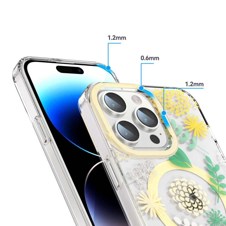 For iPhone 15 MagSafe Magnetic TPU Phone Case(Yellow Chrysanthemum)