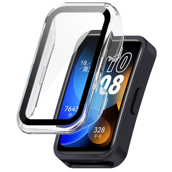For Huawei Band 10 / 9 / 8 PC + Tempered Film Integrated Protective Watch Case(Transparent White)