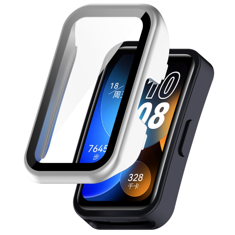 For Huawei Band 9 / 8 PC + Tempered Film Integrated Protective Watch Case(Matte Silver)