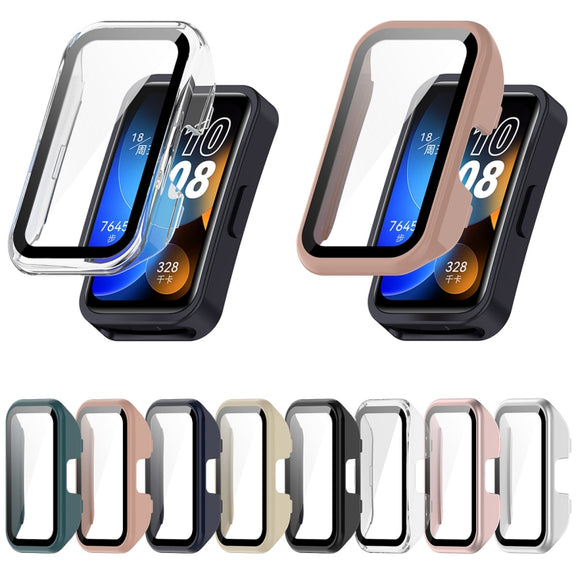 For Huawei Band 10 / 9 / 8 PC + Tempered Film Integrated Protective Watch Case(Transparent White)