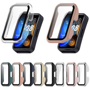 For Huawei Band 9 / 8 PC + Tempered Film Integrated Protective Watch Case(Matte Silver)
