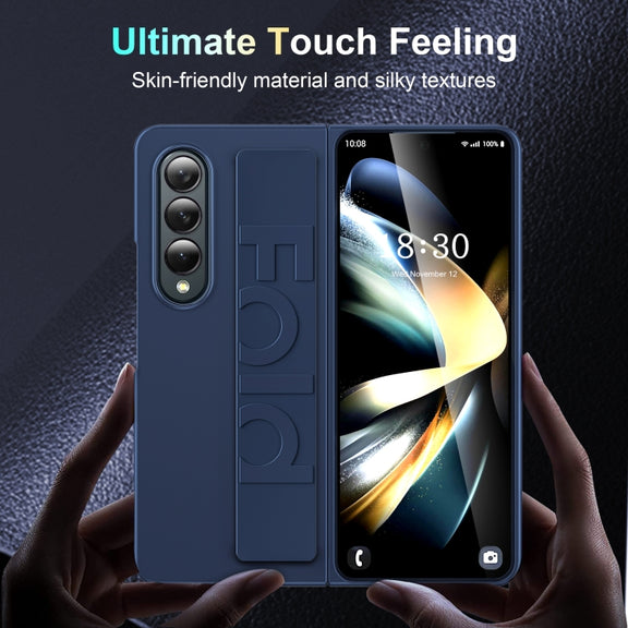 For Samsung Galaxy Z Fold4 Silicone Wristband Holder Foldable Phone Case(White)