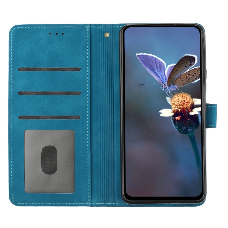 For OPPO Find X5 Flower Embossing Pattern Leather Phone Case(Blue)