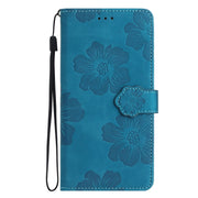 For OPPO A18 Flower Embossing Pattern Leather Phone Case(Blue)