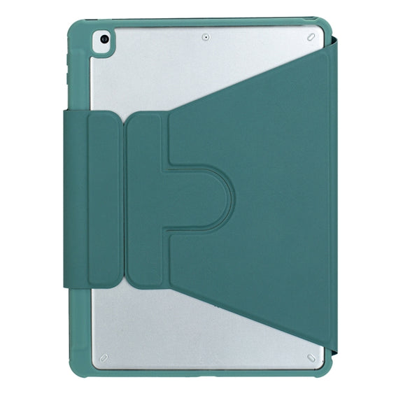 For iPad 10th Gen 10.9 2022 F10B-A 360 Rotation Acrylic Transparent Bluetooth Keyboard Leather Case With Touch Control(Green)
