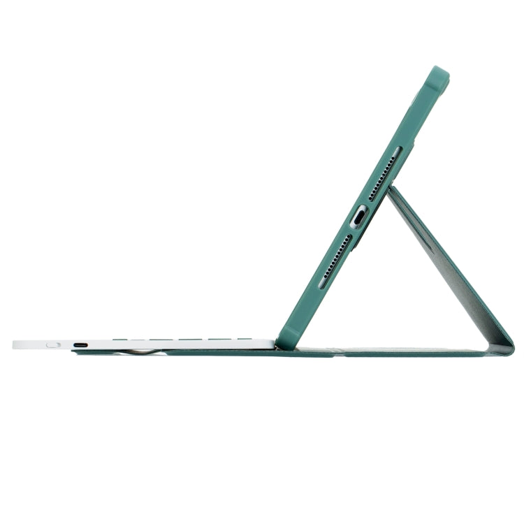 For iPad 10th Gen 10.9 2022 F10B-A 360 Rotation Acrylic Transparent Bluetooth Keyboard Leather Case With Touch Control(Green)