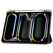 For iPad Pro 13 2024 Clear Acrylic 3-Fold Leather Tablet Case(Black)