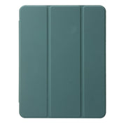 For iPad Pro 13 2024 Clear Acrylic 3-Fold Leather Tablet Case(Dark Green)
