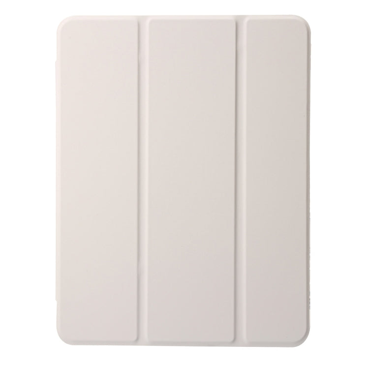 For iPad Pro 13 2024 Clear Acrylic 3-Fold Leather Tablet Case(Grey)