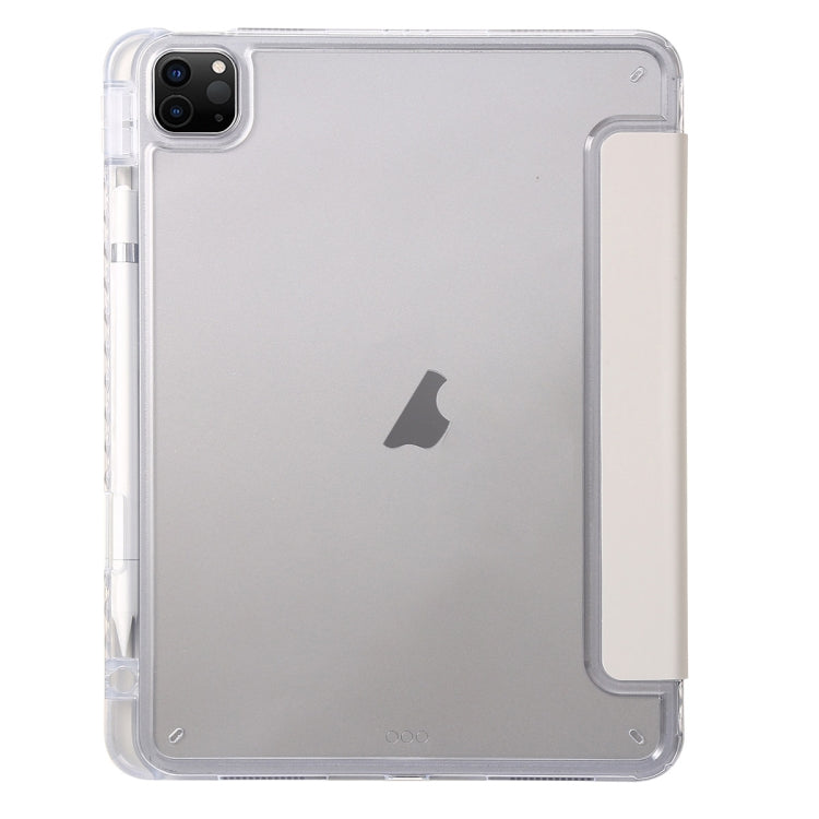 For iPad Pro 13 2024 Clear Acrylic 3-Fold Leather Tablet Case(Grey)