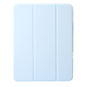 For iPad Pro 13 2024 Clear Acrylic 3-Fold Leather Tablet Case(Ice Blue)