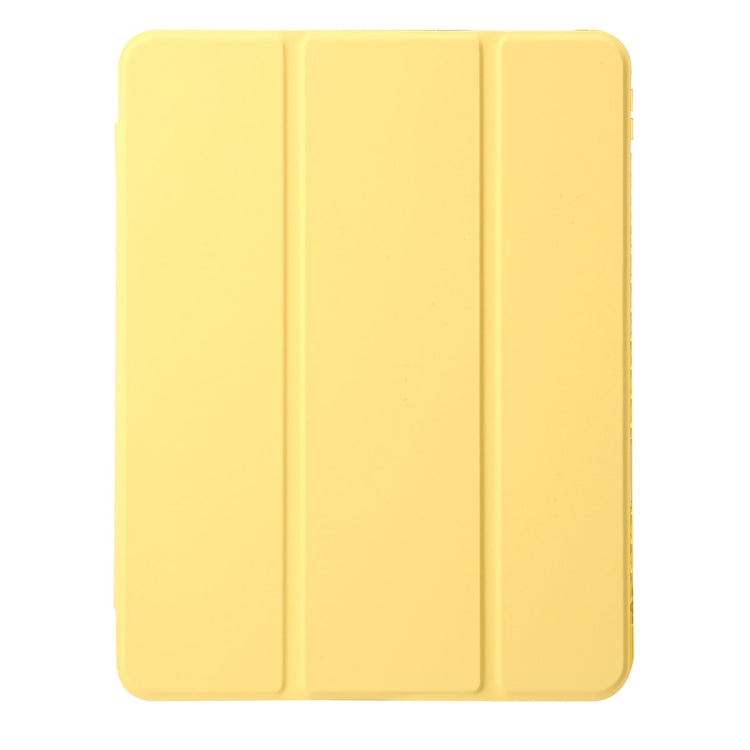 For iPad Pro 13 2024 Clear Acrylic 3-Fold Leather Tablet Case(Yellow)