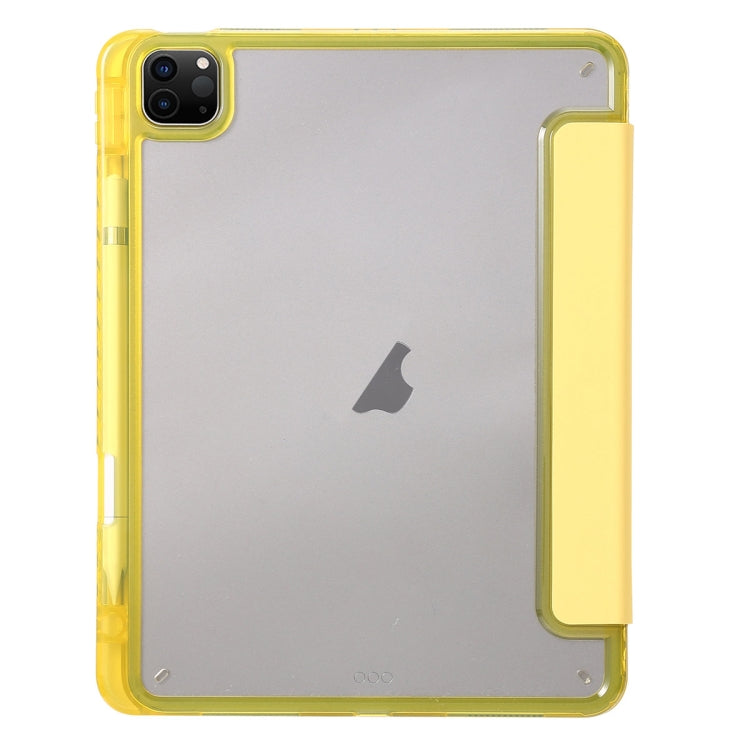 For iPad Pro 13 2024 Clear Acrylic 3-Fold Leather Tablet Case(Yellow)
