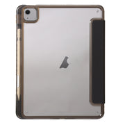 For iPad Air 11 2025 / 2024 Clear Acrylic 3-Fold Leather Tablet Case(Black)